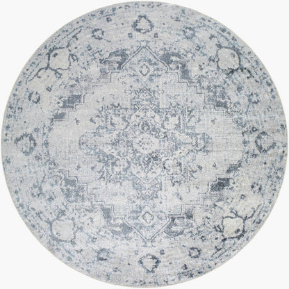 Moya Traditional Navy Blue Washable Area Rug