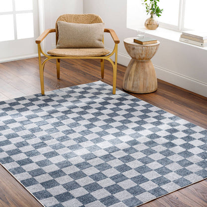 Shaquina Modern Navy Blue Washable Area Rug