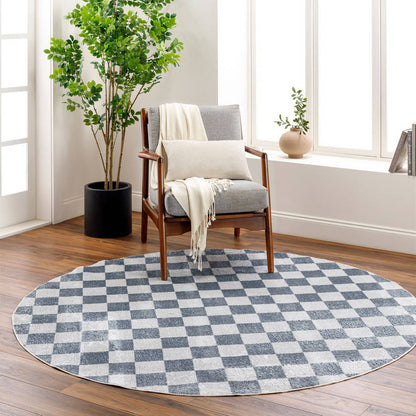 Shaquina Modern Navy Blue Washable Area Rug