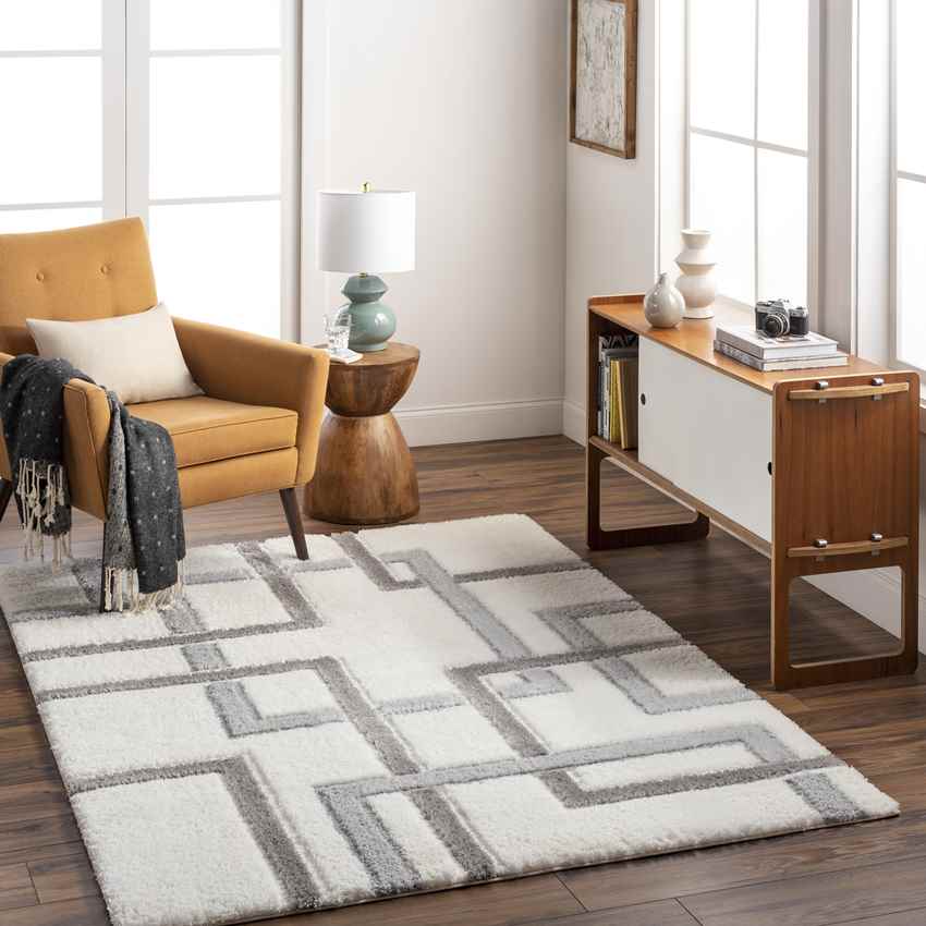Ikisha Modern Cream/Light Gray Area Rug