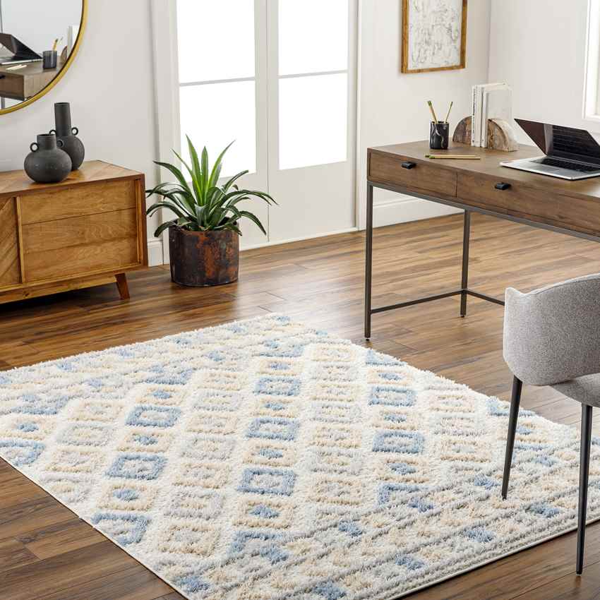 Shatora Modern Denim/Brown Area Rug