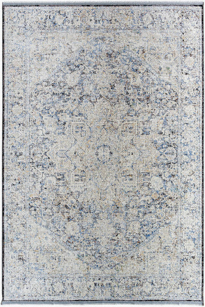 Darnetta Traditional Denim/Beige Area Rug