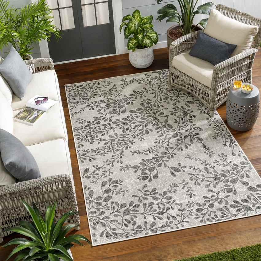 Chamika Cottage Black/Beige Area Rug