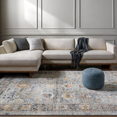 Kaelee Traditional Light Gray/Dark Blue Area Rug