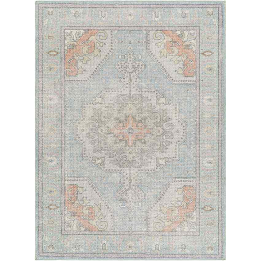 Doria Traditional Light Blue Washable Area Rug