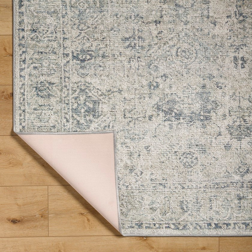 Arran Traditional Denim Washable Area Rug