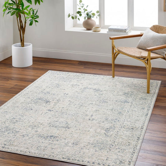 Arran Traditional Denim Washable Area Rug