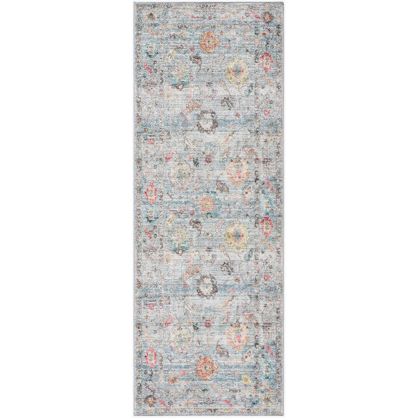 Carli Traditional Denim/Charcoal Washable Area Rug