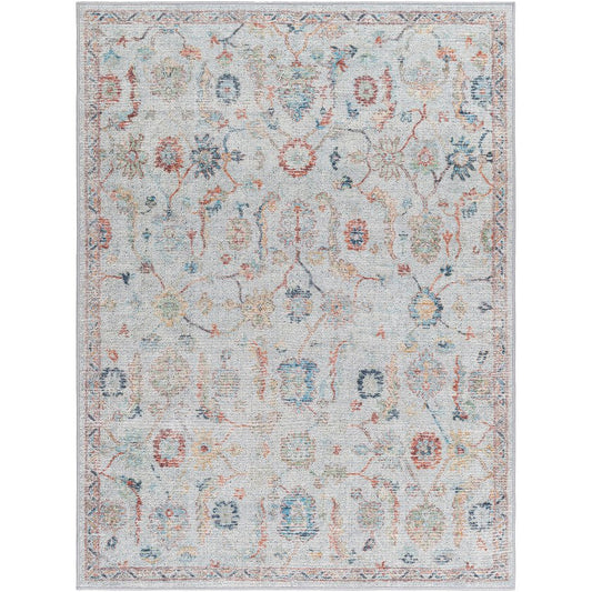 Katharyn Traditional Pale Blue Washable Area Rug