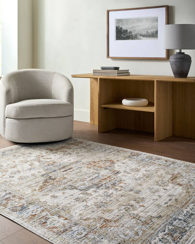 Madai Traditional Cream/Burnt Orange Area Rug
