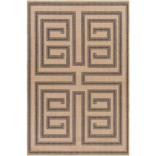 Drayton Global Tan/Charcoal Washable Area Rug