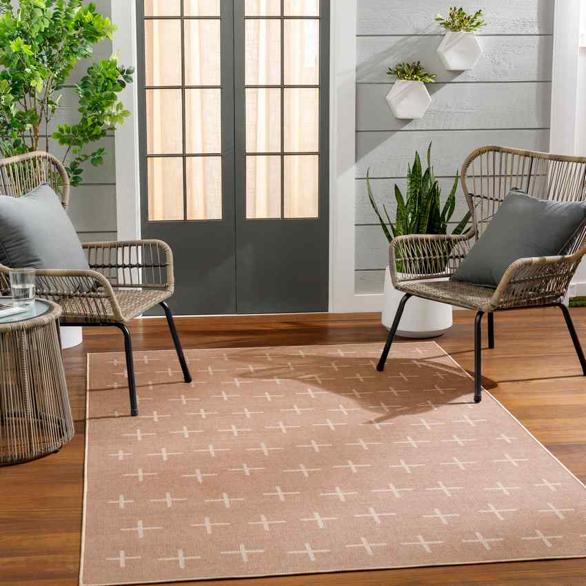 Kandus Cottage Tan/Beige Washable Area Rug