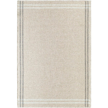 Janmichael Solid and Border Light Beige Area Rug