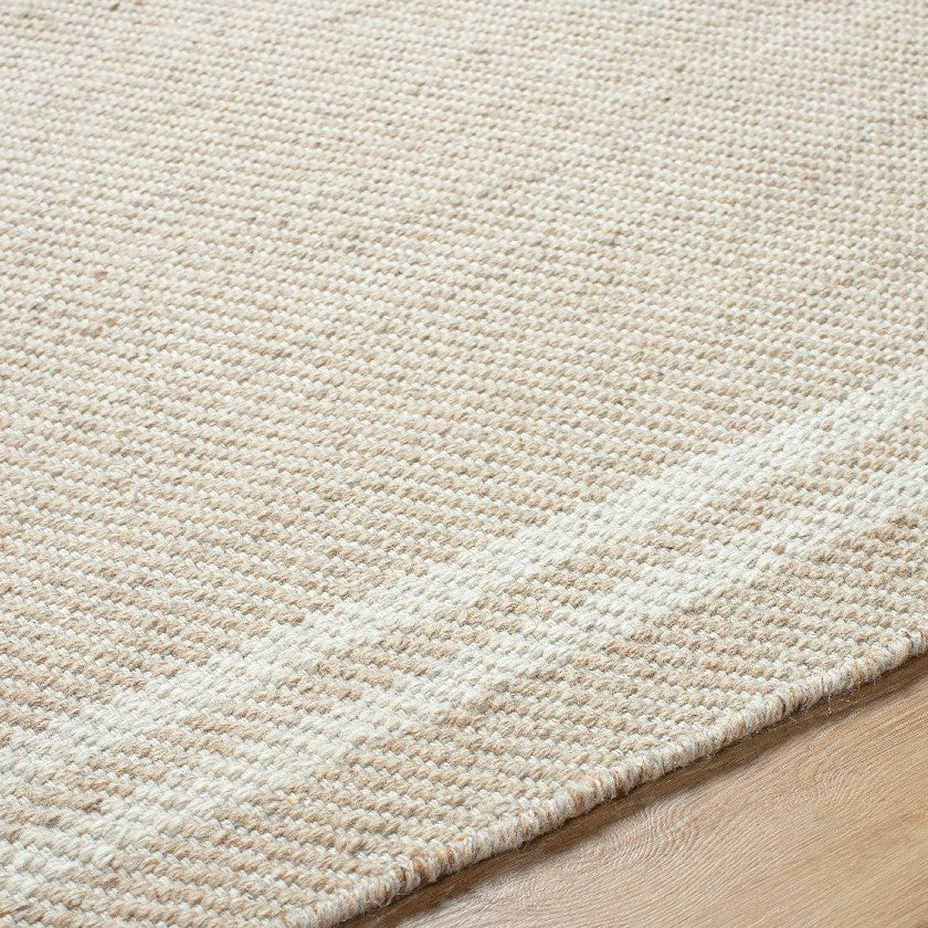 Janmichael Solid and Border Light Beige Area Rug