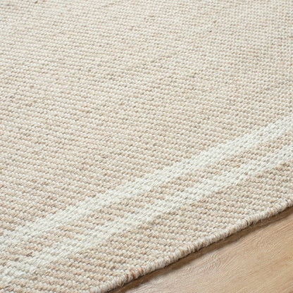 Janmichael Solid and Border Light Beige Area Rug