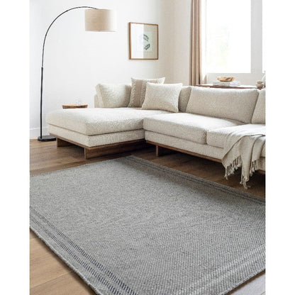 Janmichael Solid and Border Gray/Black Area Rug