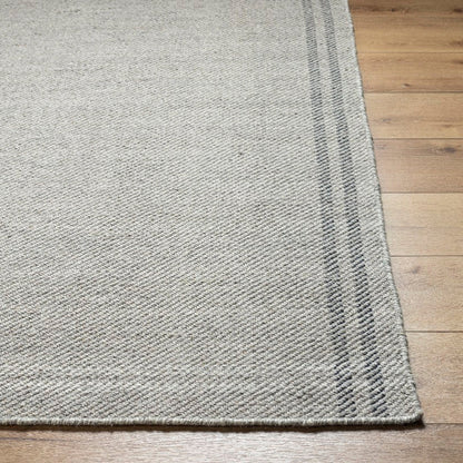 Janmichael Solid and Border Gray/Black Area Rug