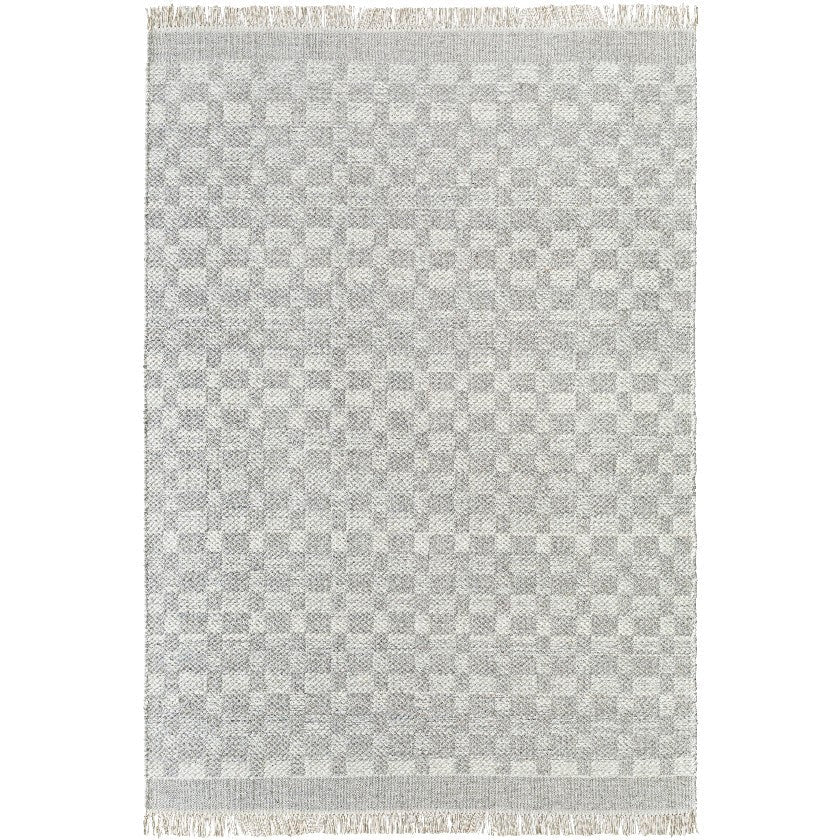 Clinten Solid and Border Ivory Area Rug