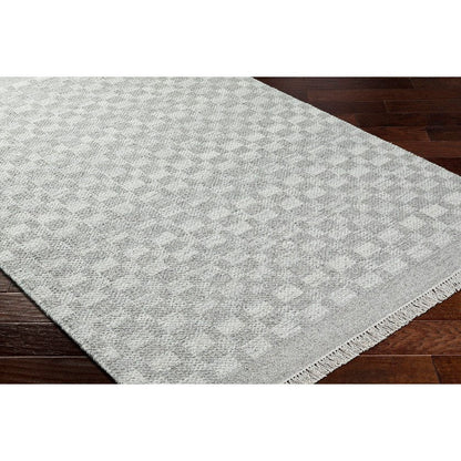 Clinten Solid and Border Ivory Area Rug