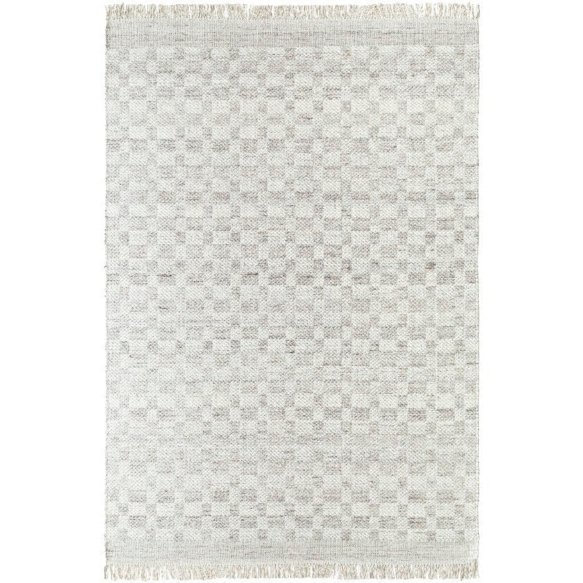 Clinten Solid and Border Light Gray Area Rug