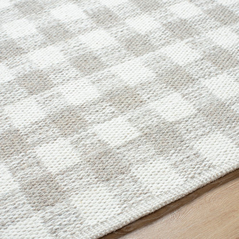 Jamaris Solid and Border Light Grey Area Rug