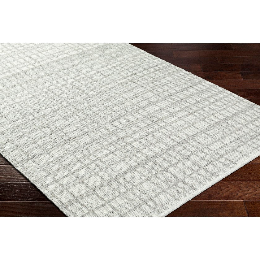 Ishaq Solid and Border Light Grey Area Rug