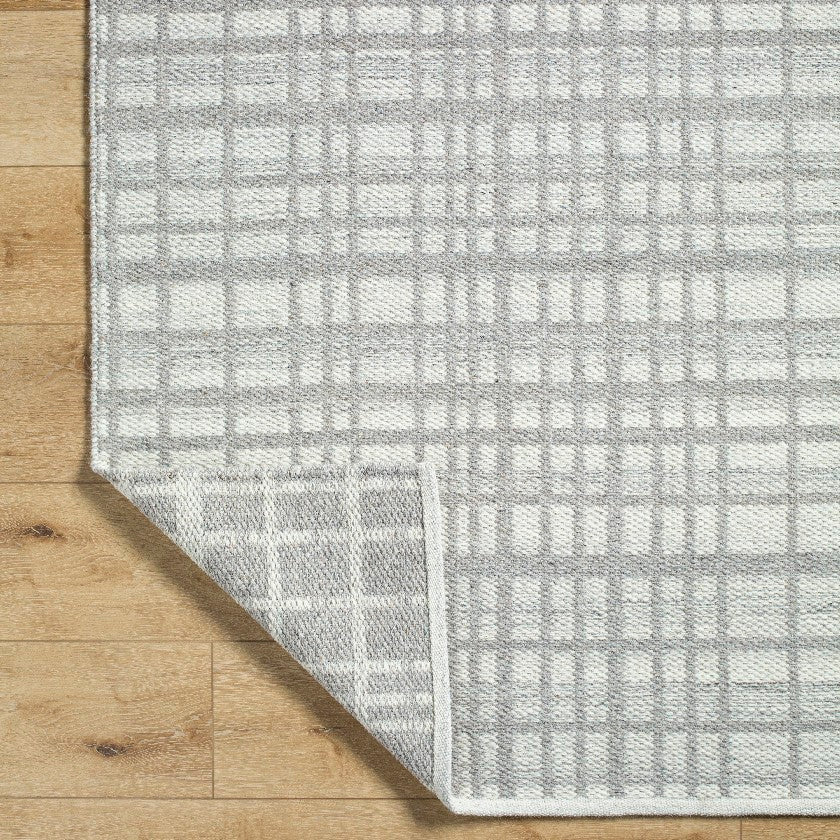 Ishaq Solid and Border Light Grey Area Rug