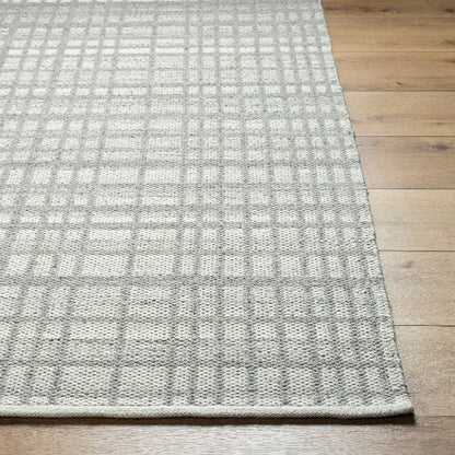 Ishaq Solid and Border Light Grey Area Rug