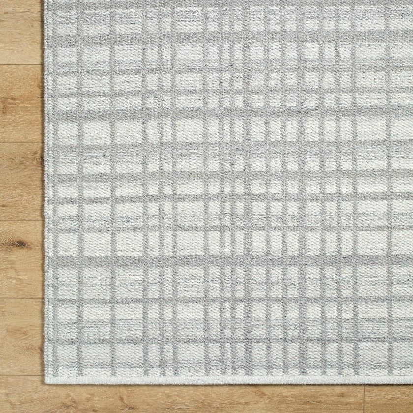 Ishaq Solid and Border Light Grey Area Rug