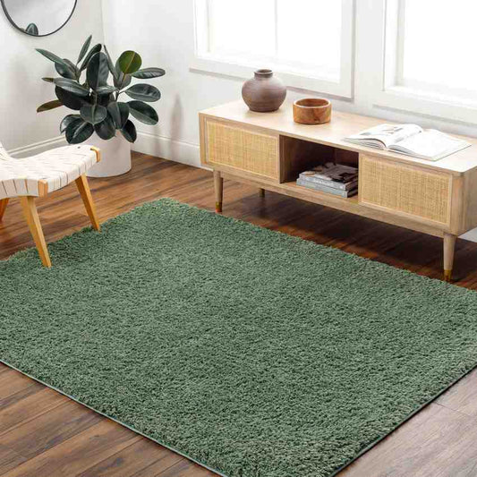 Charon Shag Dark Green Area Rug