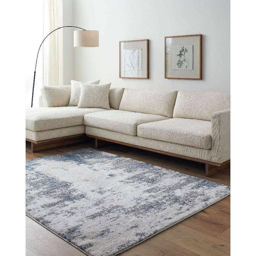 Davalyn Solid and Border Off-White/Silver Area Rug