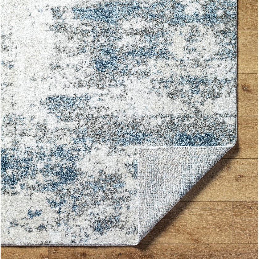 Davalyn Solid and Border Off-White/Silver Area Rug