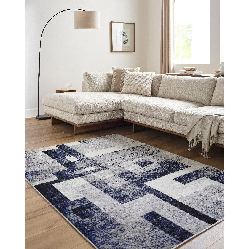 Dal Modern Dark Blue Area Rug