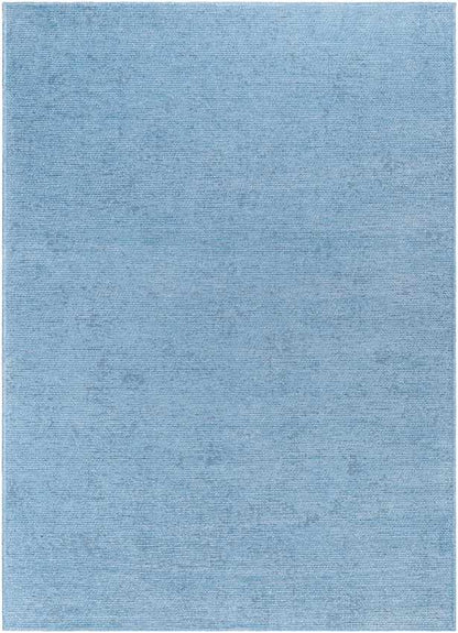 Tobey Solid and Border Pale Blue Washable Area Rug