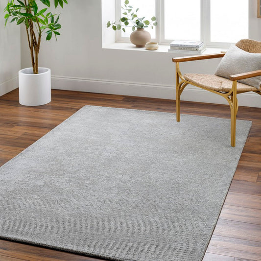 Jett Solid and Border Light Gray Area Rug
