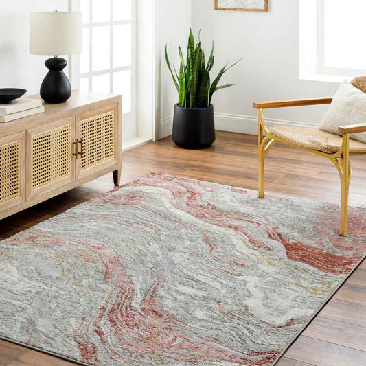 Yun Modern Brick Red Area Rug