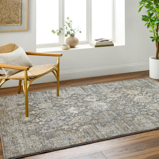 Catarino Traditional Black/Light Gray Area Rug