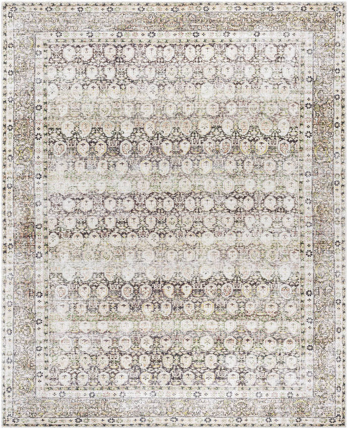 Goldfield Traditional Dark Brown Washable Area Rug