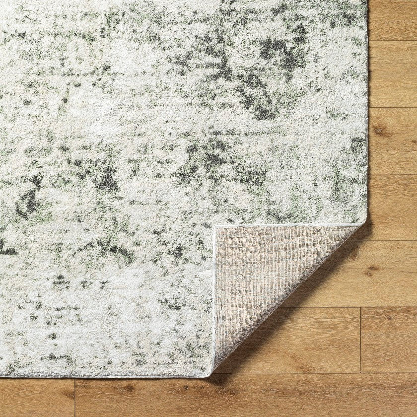 Jeaninne Solid and Border Dark Olive Area Rug