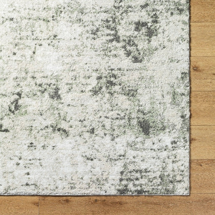 Jeaninne Solid and Border Dark Olive Area Rug