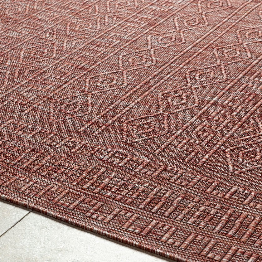 Benjaman Bohemian Burgundy Area Rug
