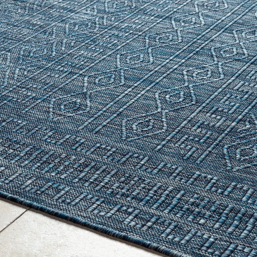 Benjaman Bohemian Dark Blue Area Rug