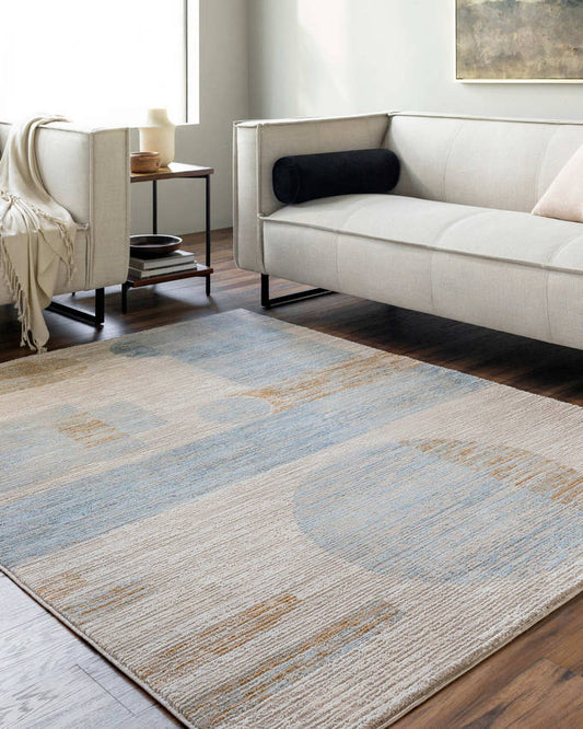 Sumer Modern Tan/Blue Area Rug