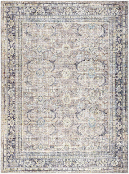 Eran Traditional Light Silver Washable Area Rug