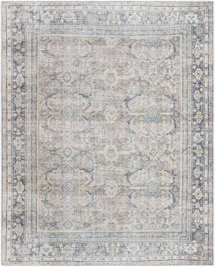 Eran Traditional Light Silver Washable Area Rug