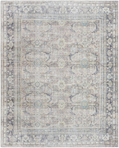 Eran Traditional Light Silver Washable Area Rug