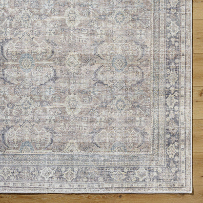 Eran Traditional Light Silver Washable Area Rug