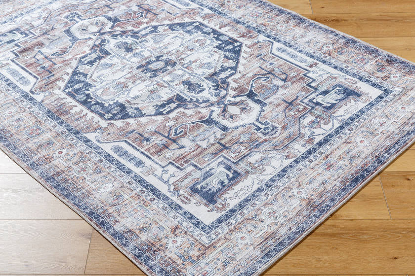 Chelci Traditional Black/Brown Washable Area Rug