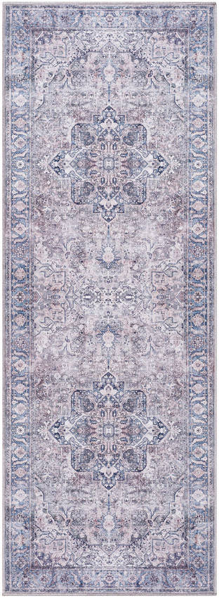 Jessy Traditional Denim Washable Area Rug