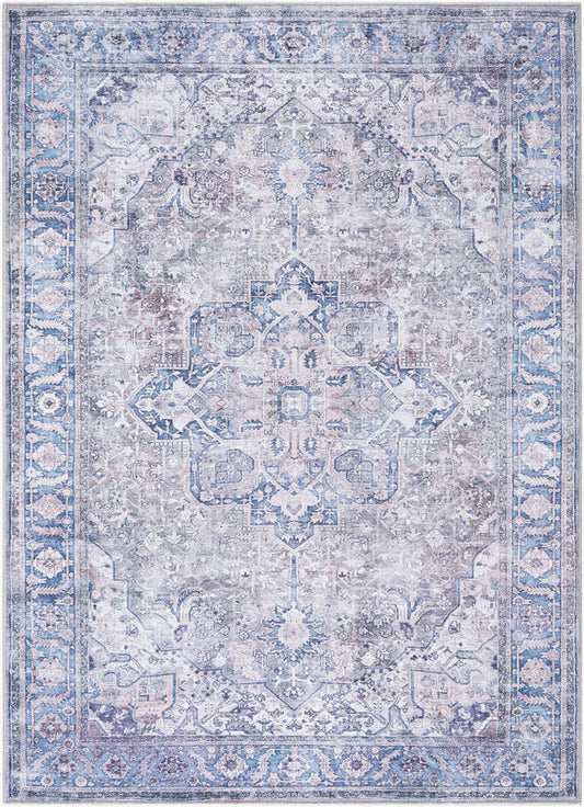 Jessy Traditional Denim Washable Area Rug